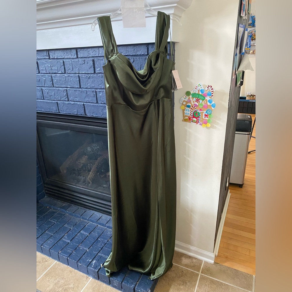 Birdy Grey Olive Mia convertible straps Satin Maxi Dress